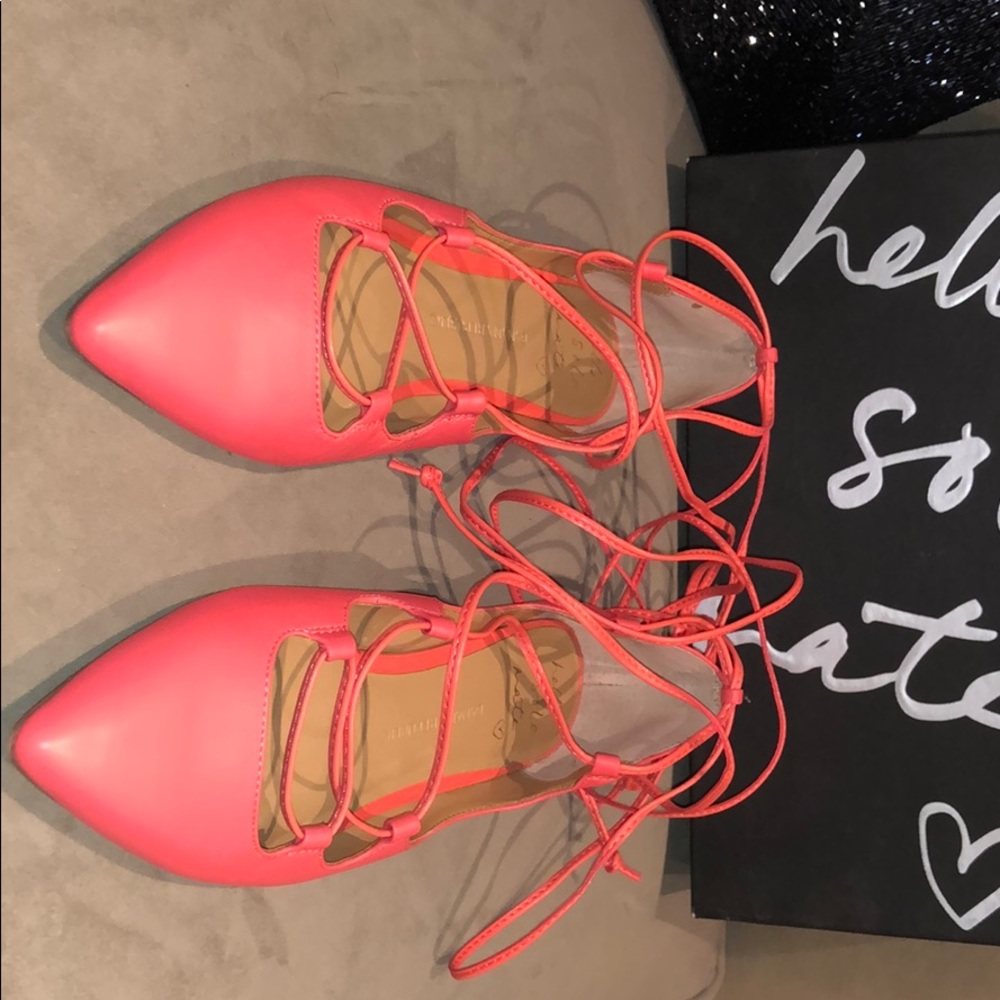 Banana Republic Allie Fire Coral Leather Flats 7.5